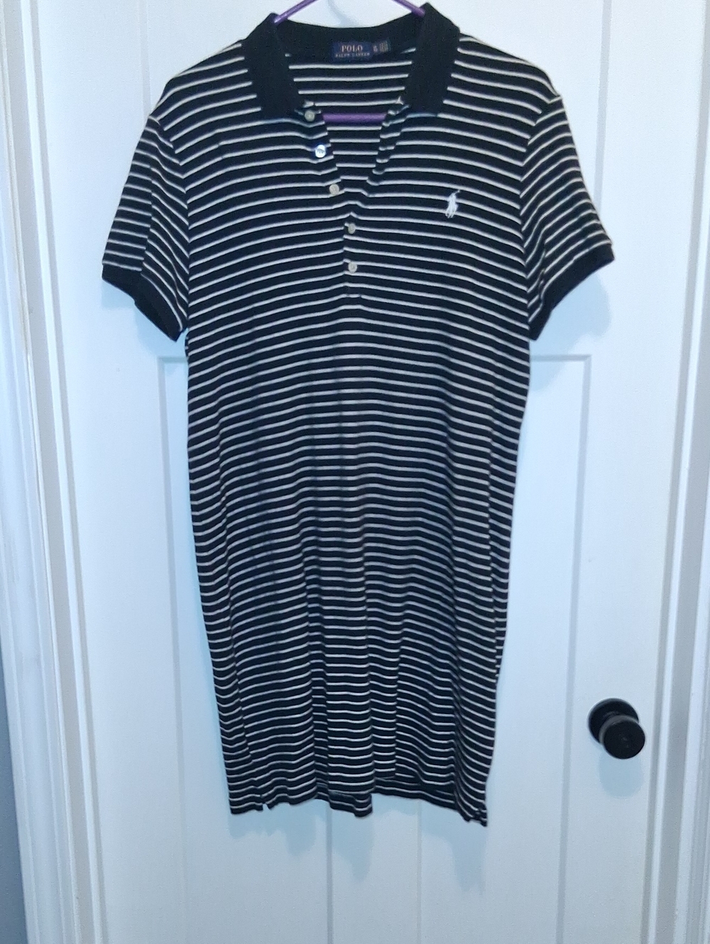 Polo by Ralph Lauren Womens Black & White Striped Polo Dress Size XL